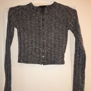 long sleeve gray/black knit long sleeve w/buttons